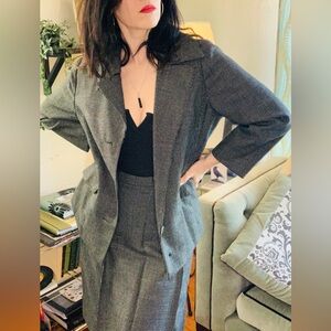 Vintage Women's Gray Blazer Jacket & Skirt Set